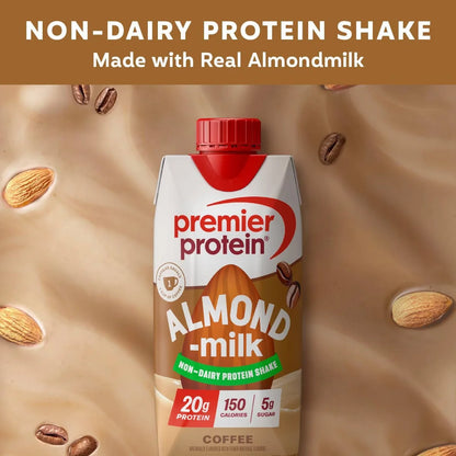 Premier Protein Almond Milk Non-Dairy Coffee Caffeinated Protein Shake - 11 fl oz/4pk: Keto Certified, Gluten-Free