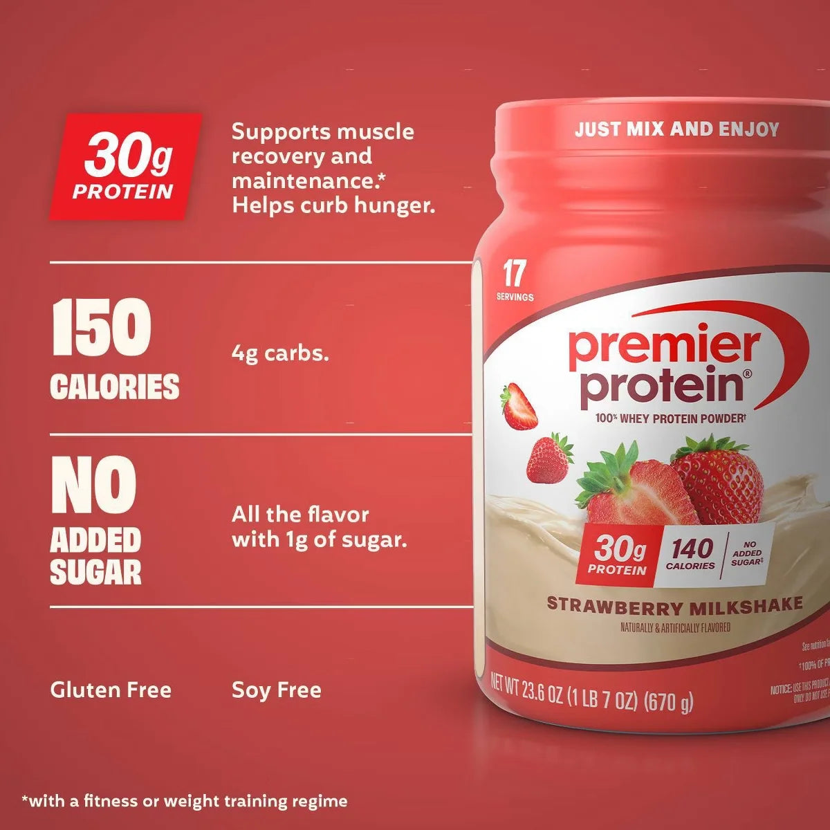 Premier Protein Strawberry 17 Serve Protein Shake - 4pk/23.6oz