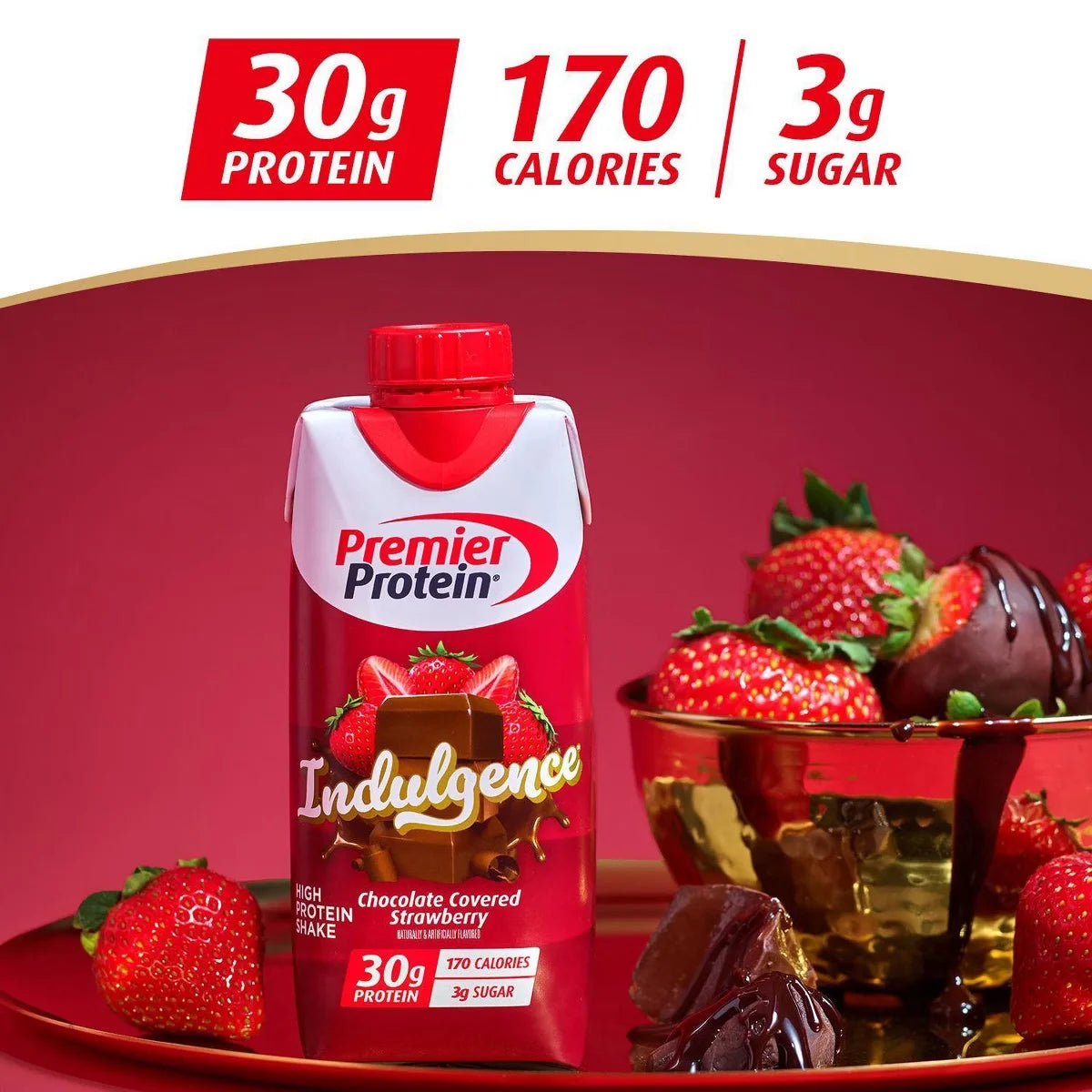 Premier Protein Indulgence 30g Protein Shake Chocolate Strawberry Non-Caffeinated - 11oz/4pk
