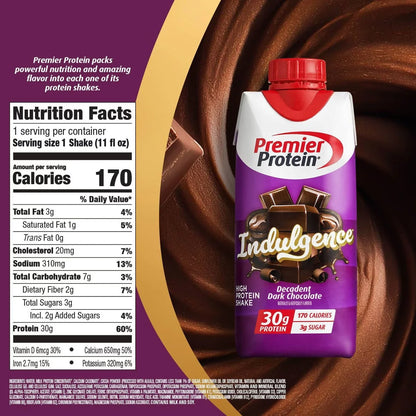 Premier Protein Indulgence 30g Protein Shake Decadent Chocolate Non-Caffeinated - 11oz/4pk