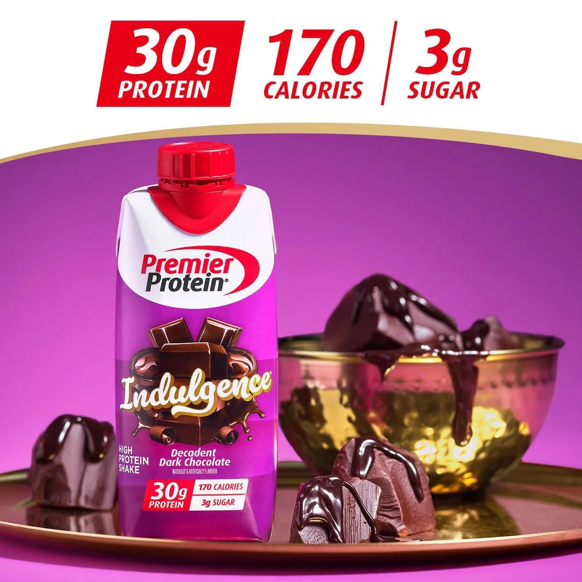 Premier Protein Indulgence 30g Protein Shake Decadent Chocolate Non-Caffeinated - 11oz/4pk