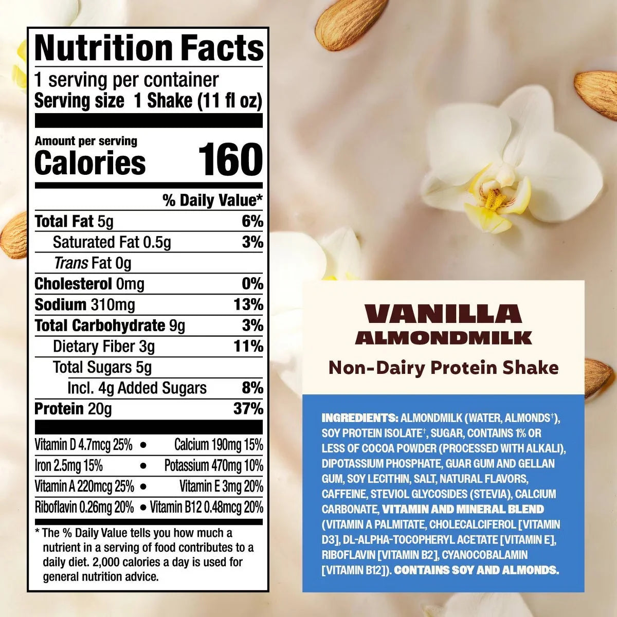 Premier Protein Almond Milk Non-Dairy Vanilla Protein Shake - 11 fl oz/4pk: Keto Certified, Gluten-Free, Ready to Drink, Liquid