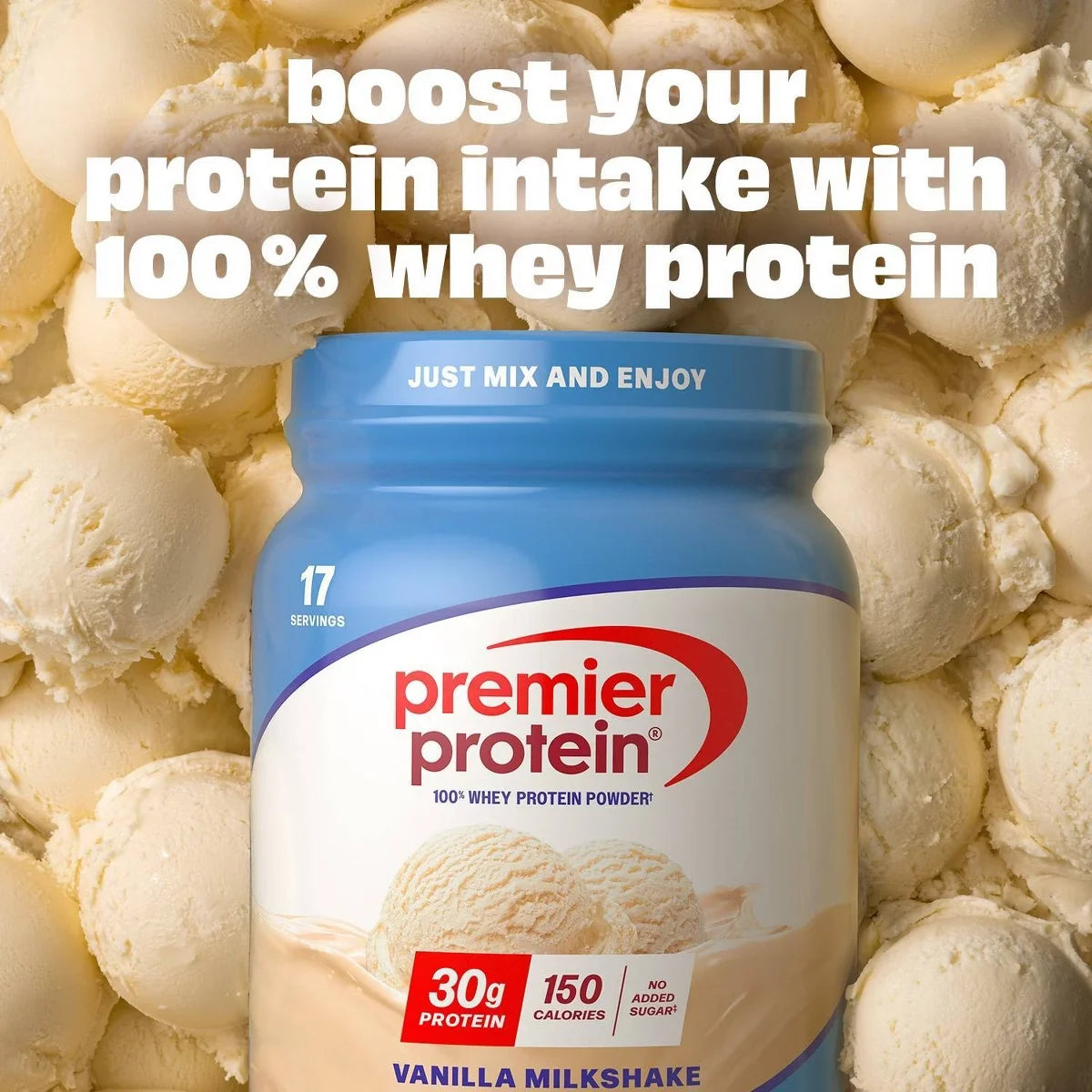 Premier Protein 100% Whey Protein Powder - Vanilla Milkshake - 17 Serve